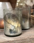 Windlicht zilver goud bubbel glas M