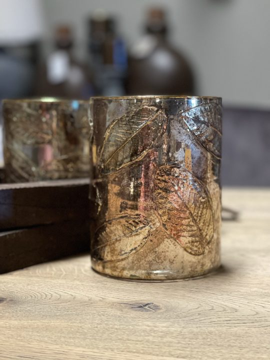 Windlicht blad goud M