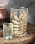 Windlicht blad goud glass clear