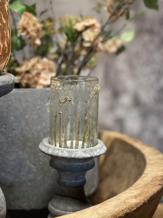 Windlicht gedroogde bloemen glass clear