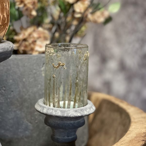 Windlicht gedroogde bloemen glass clear